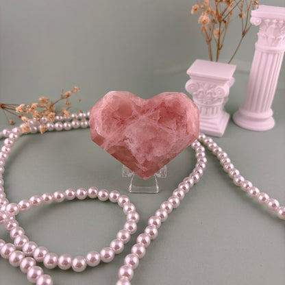 Rose Calcite Faceted Heart – Piece A from PureZen Minerals, view 1