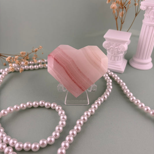 Pink Onyx Faceted Heart B