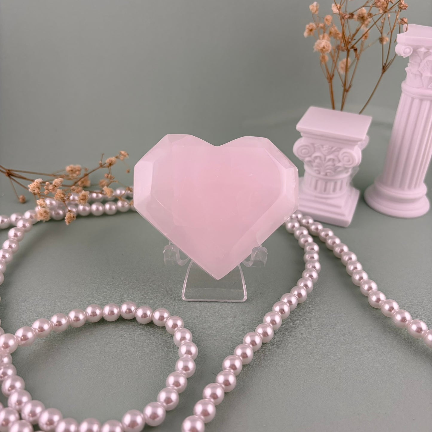 Pink Calcite Faceted Heart A