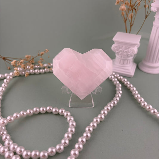 Pink Calcite Faceted Heart B