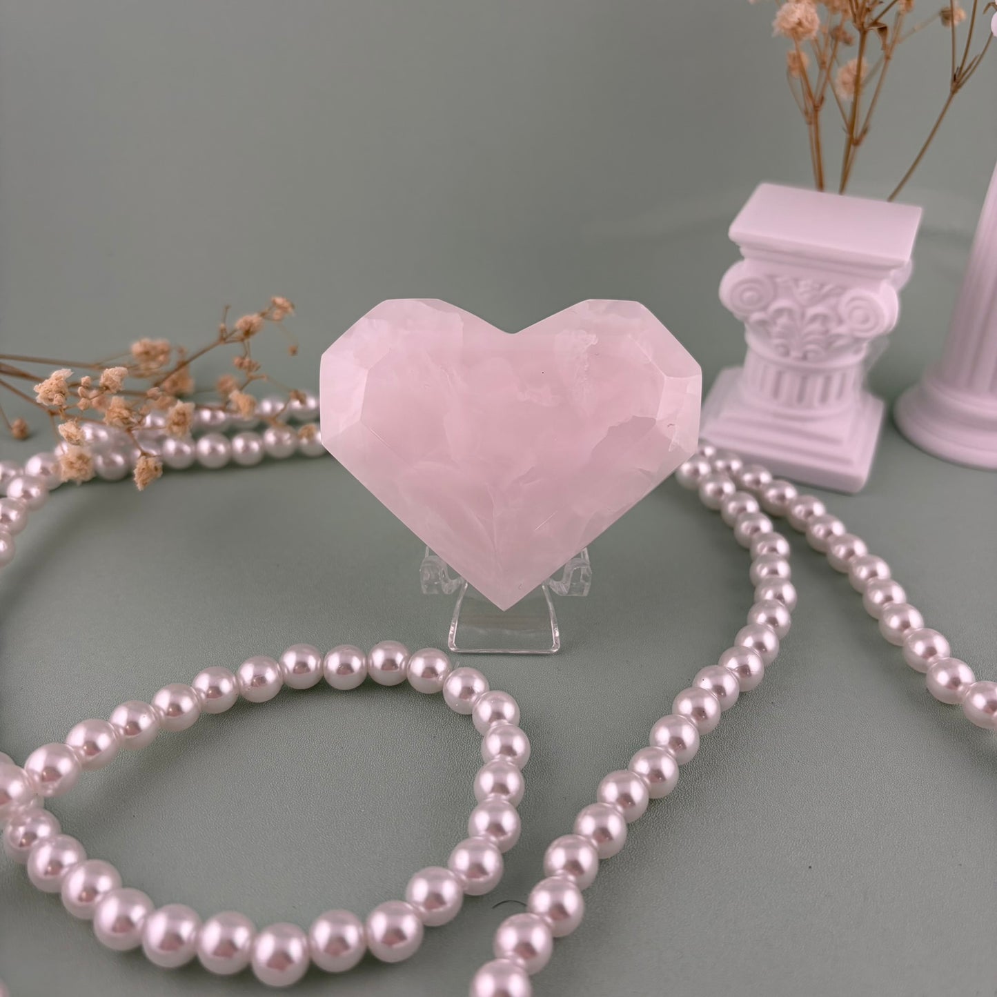 Pink Calcite Faceted Heart C