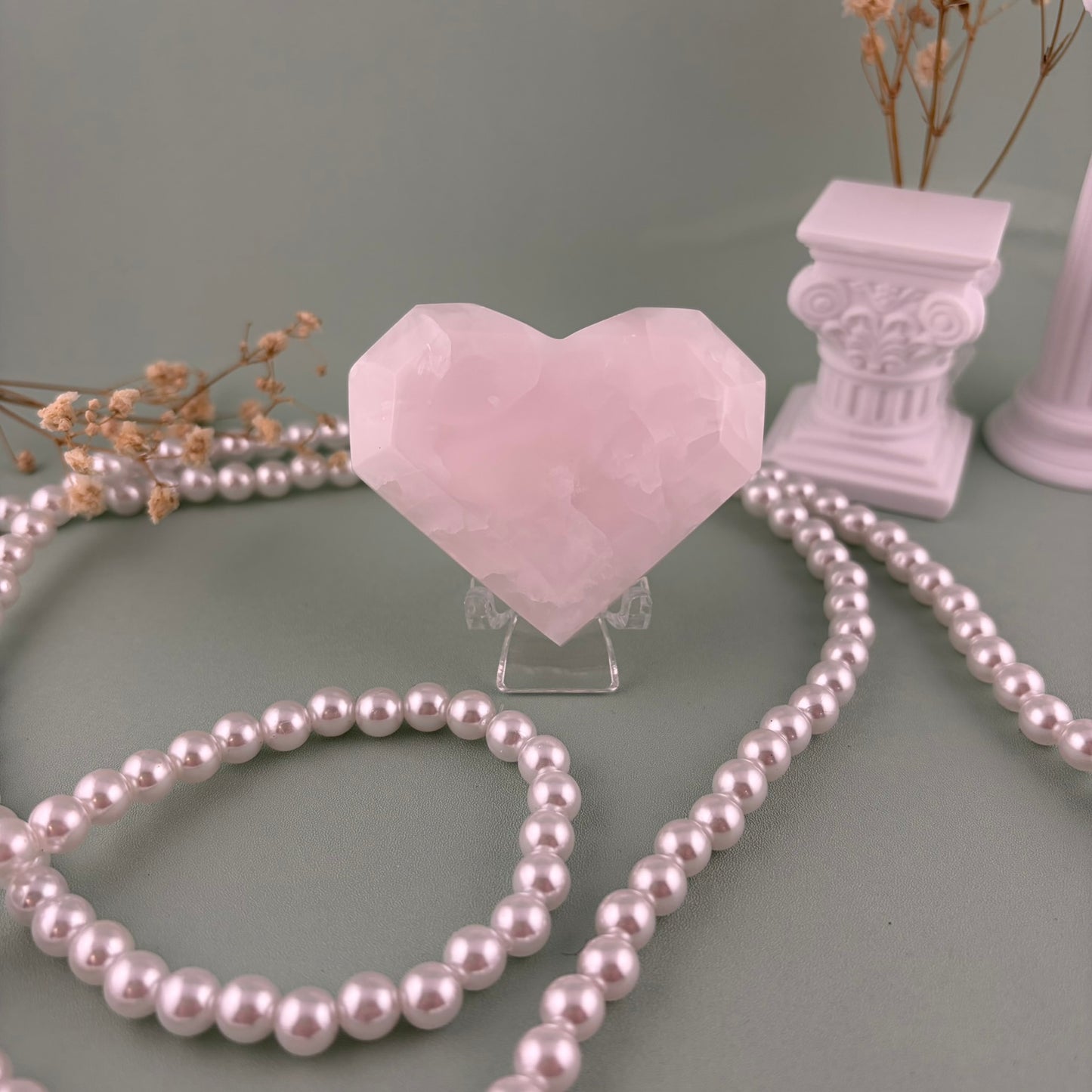 Pink Calcite Faceted Heart C