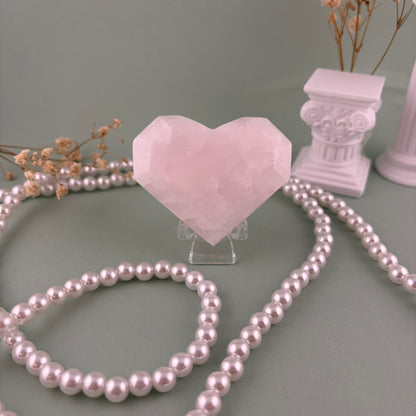 Pink Calcite Faceted Heart – Piece C from PureZen Minerals, view 2
