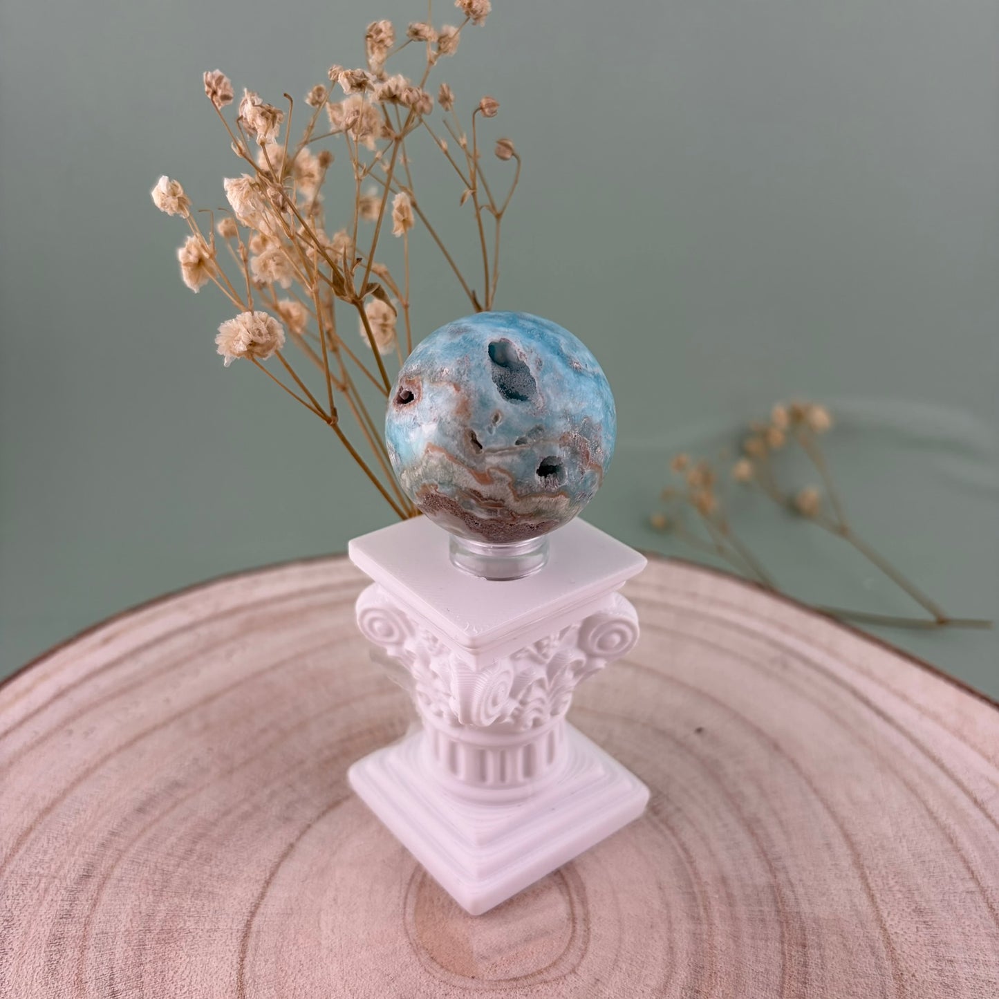 Blue Aragonite Sphere D