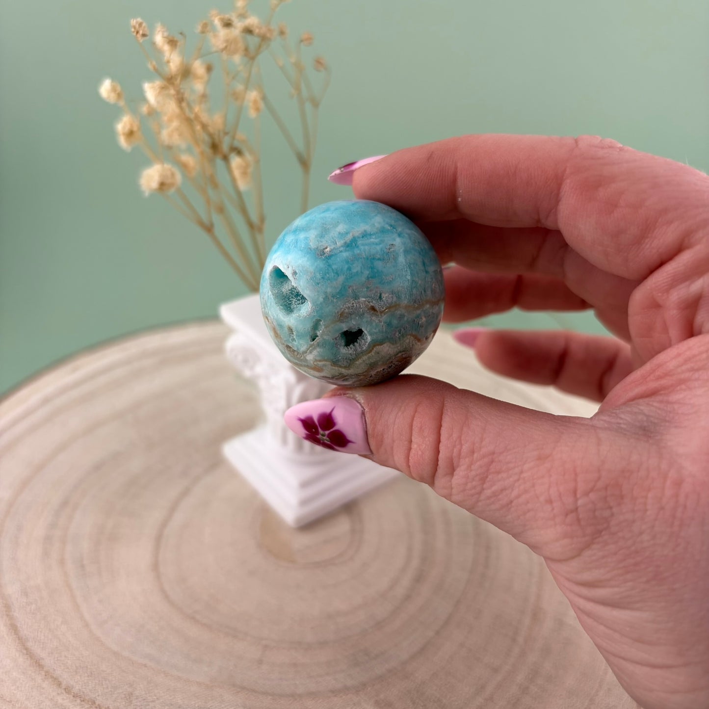 Blue Aragonite Sphere D