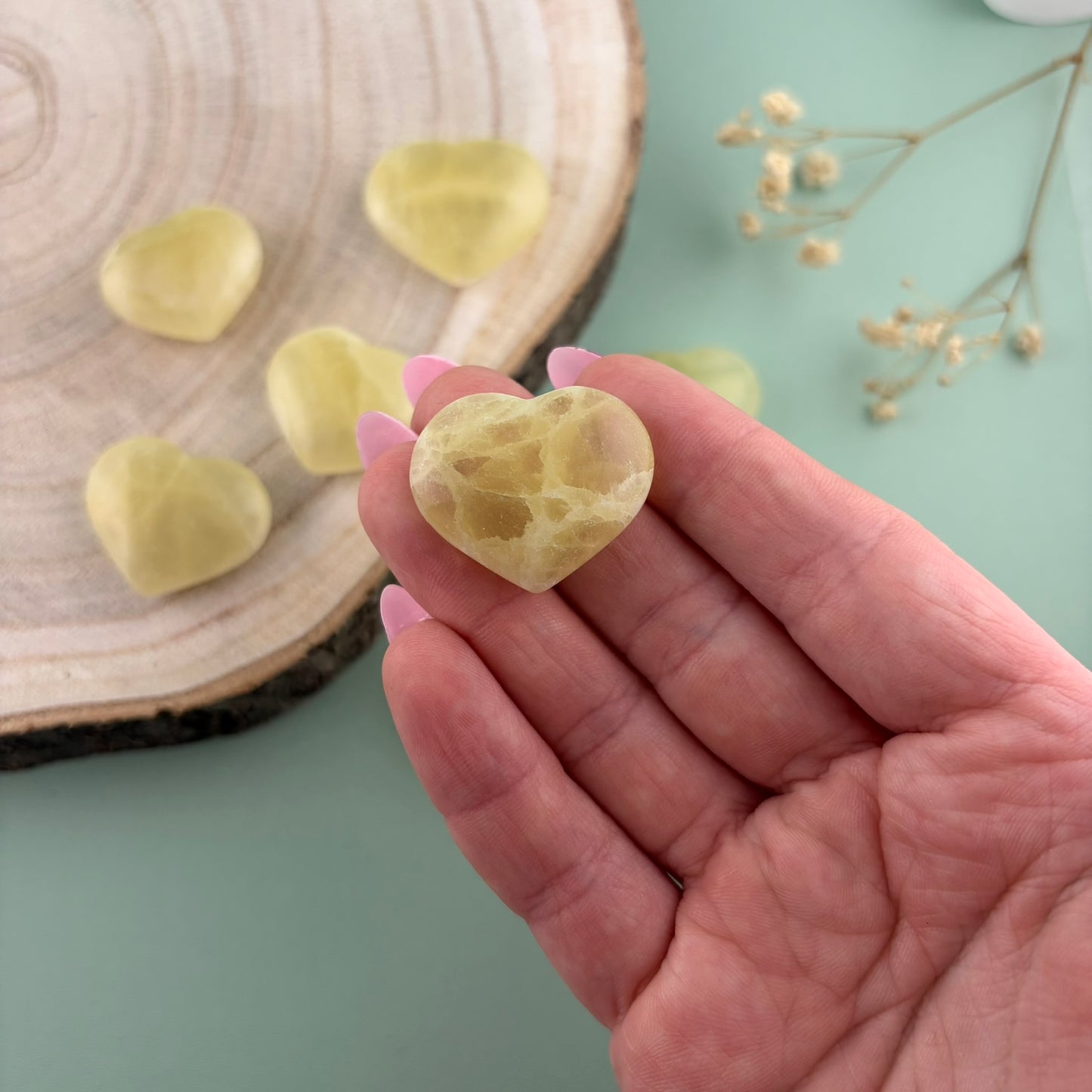 Lemon Calcite Mini Hearts
