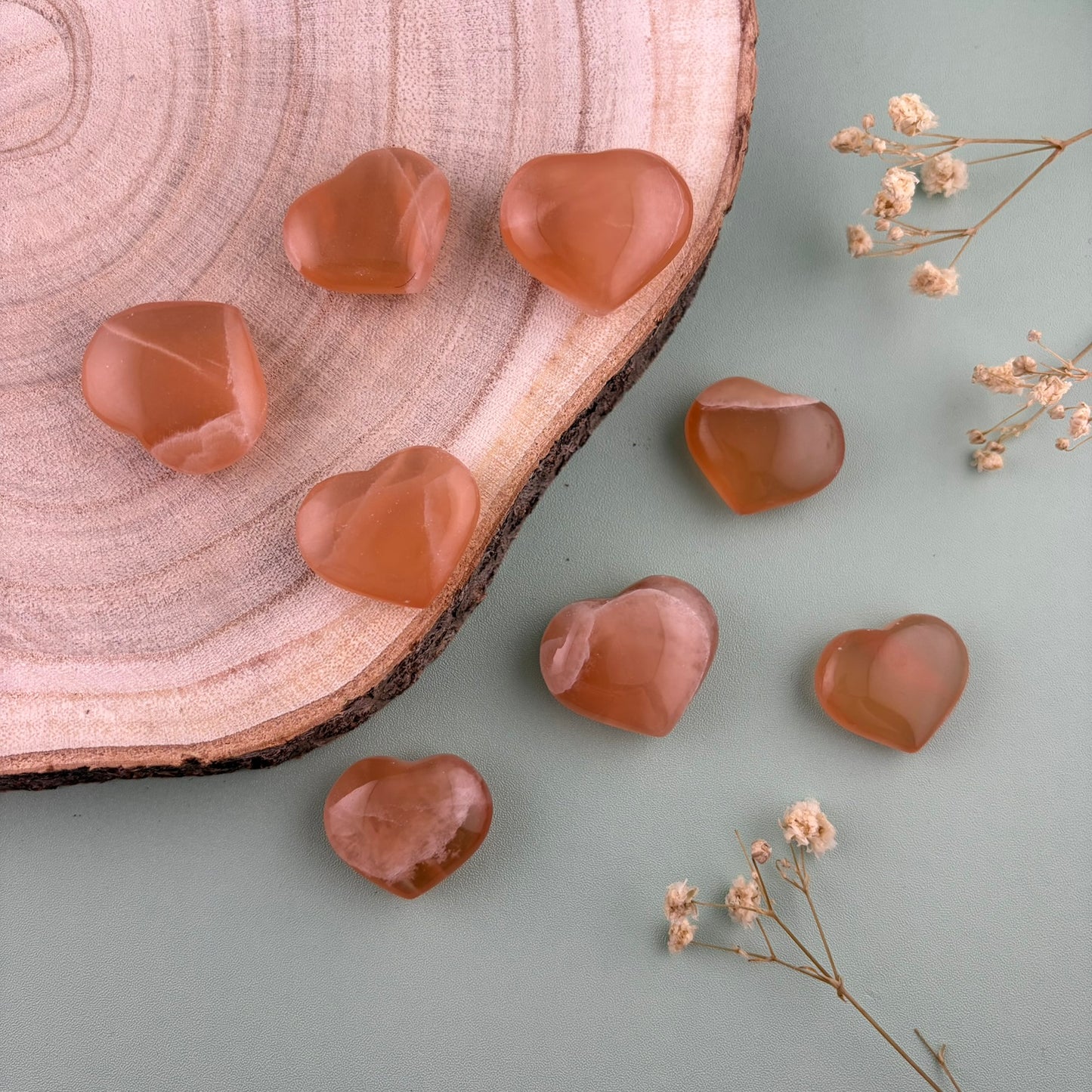 Honey Calcite Mini Hearts