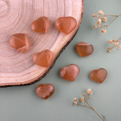 Honey Calcite Mini Hearts from PureZen Minerals, view 1