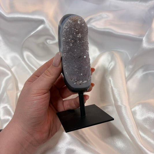 Druzy Agate Freeform on Metal Stand