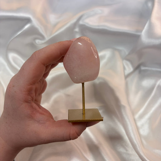 Rose Quartz Freeform on Gold Stand C
