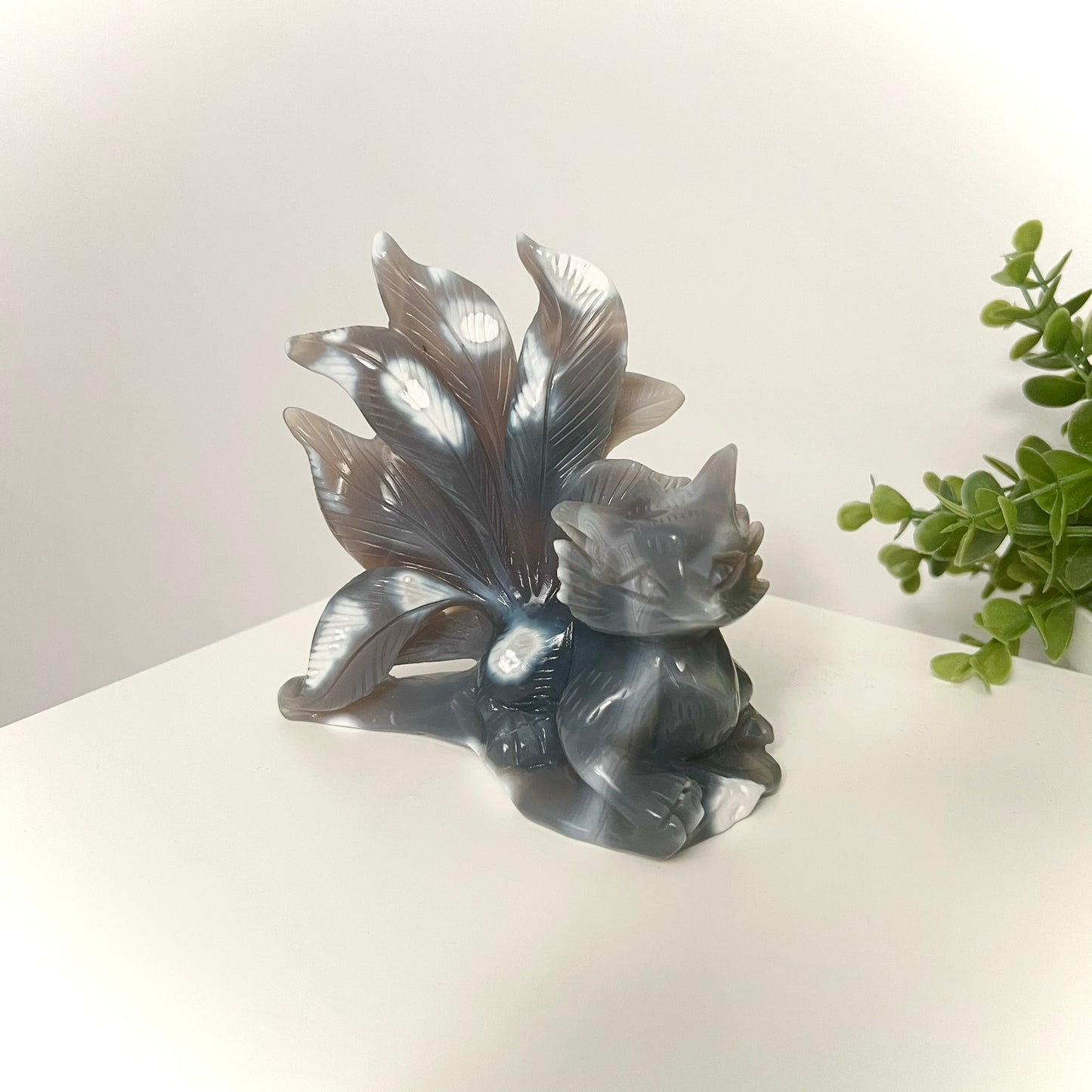 Orca Agate 9 Tail Fox Carving