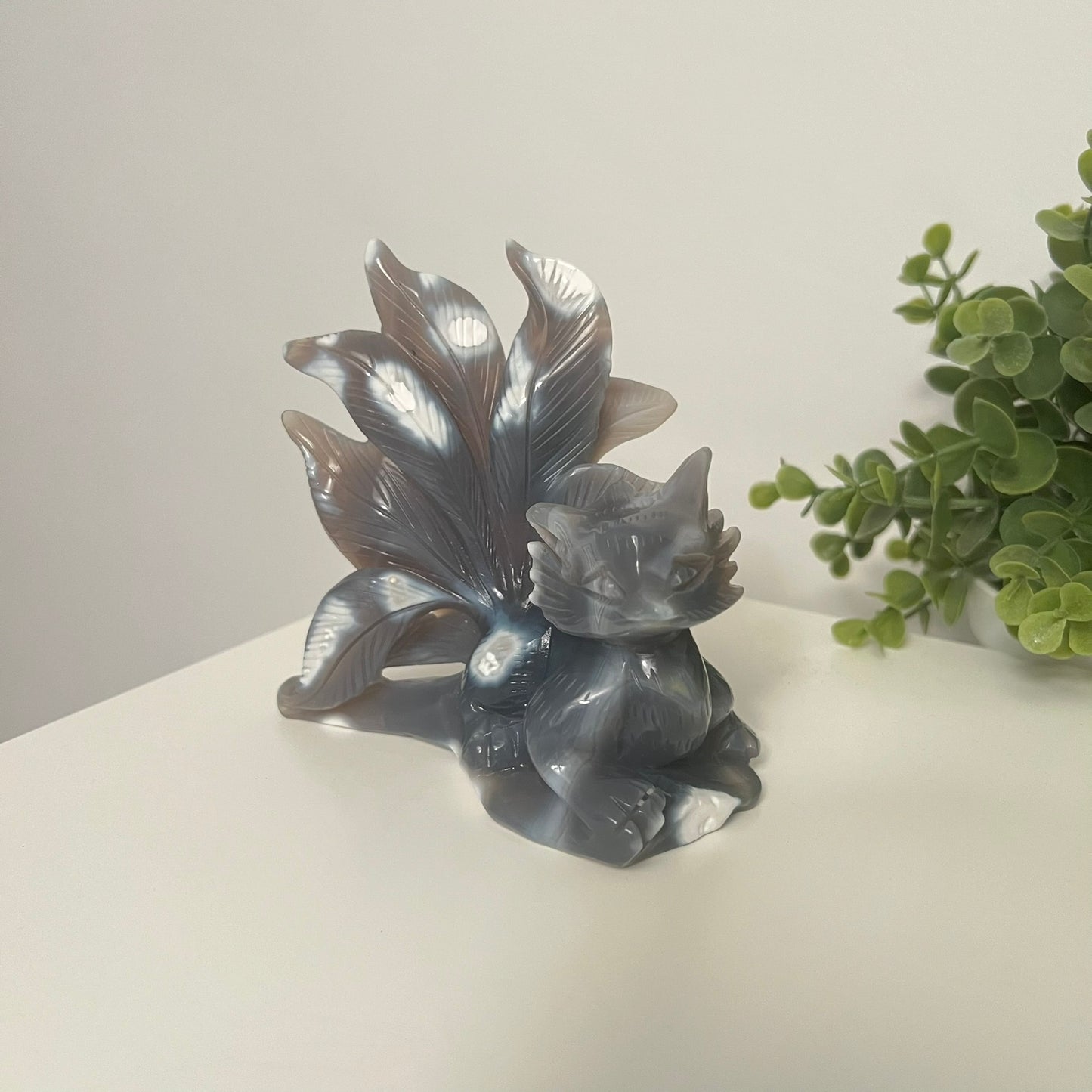 Orca Agate 9 Tail Fox Carving