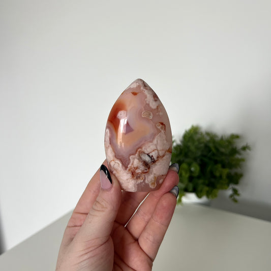 Carnelian Flower Agate Teardrop