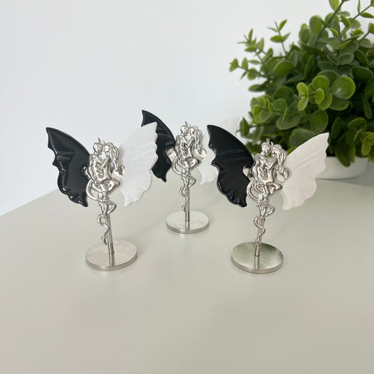 Forbidden Love Butterfly Wings | Obsidian and White Jade | Small Size Wings
