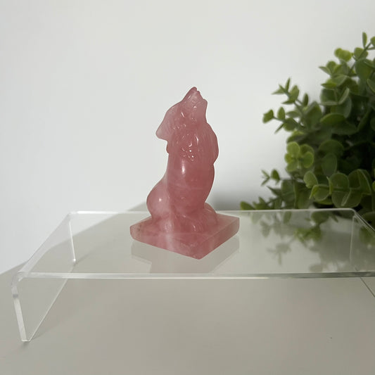 Rose Quartz Wolf Carving