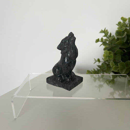 Larvikite Wolf Carving