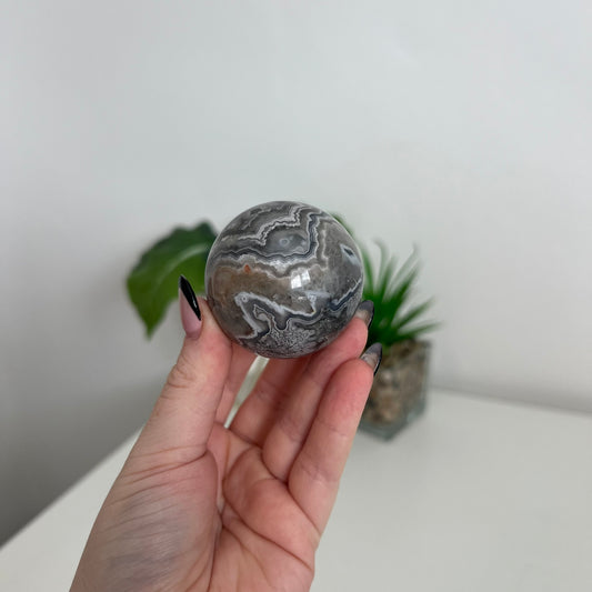 Black Flower Agate Sphere A