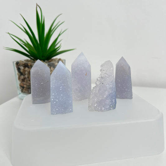 Blue Lace Agate Druzy Towers