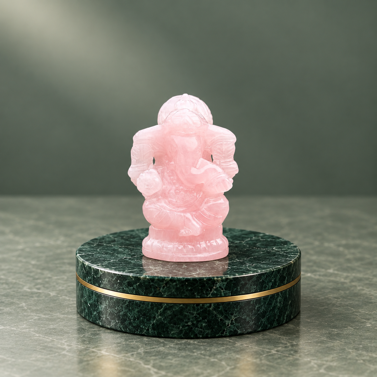 Rose Quartz Ganesh Carving – 7cm